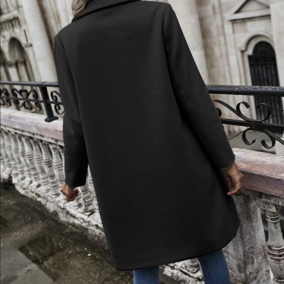 Beige pea coat trench jacket overcoat one button - Picture 5 of 6